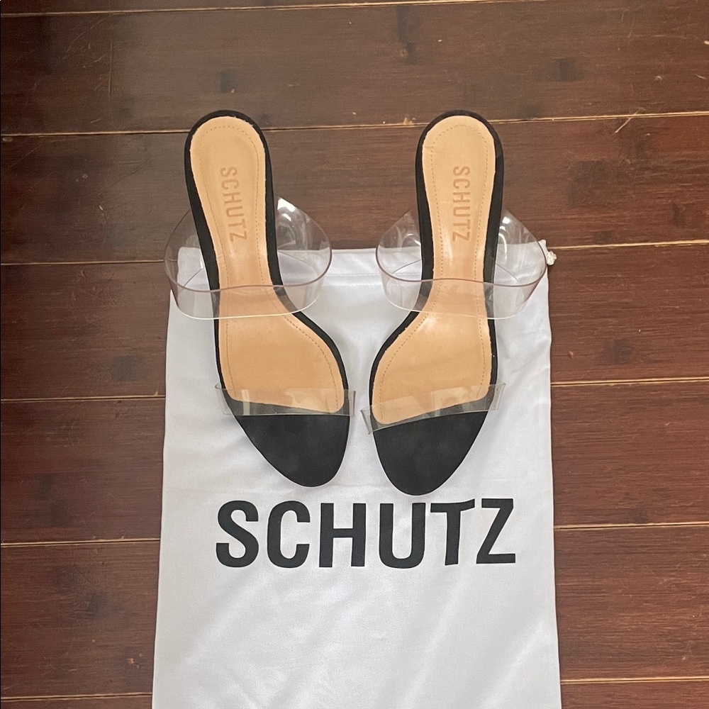 SCHUTZ size 7.5 clear heels …EXCELLENT CONDITION